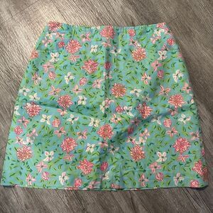 Vintage Lilly Pulitzer skirt floral linen cotton size 10